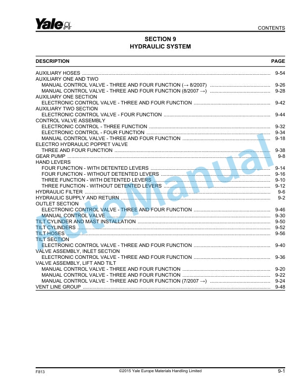 Yale F813 GLP-GDP 40VX5, 40VX6, GLP-GDP 45SVX5, 45VX6, 50VX, 55VX Parts Manual 524271543 3 Yale F813 GLP-GDP 40VX5, 40VX6, GLP-GDP 45SVX5, 45VX6, 50VX, 55VX Parts Manual 524271543 - Image 3