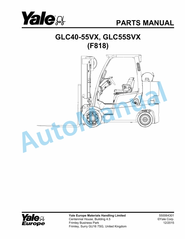 Yale F818 GLC40-55VX, GLC55SVX Parts Manual 550064301 1 Yale F818 GLC40-55VX, GLC55SVX Parts Manual 550064301