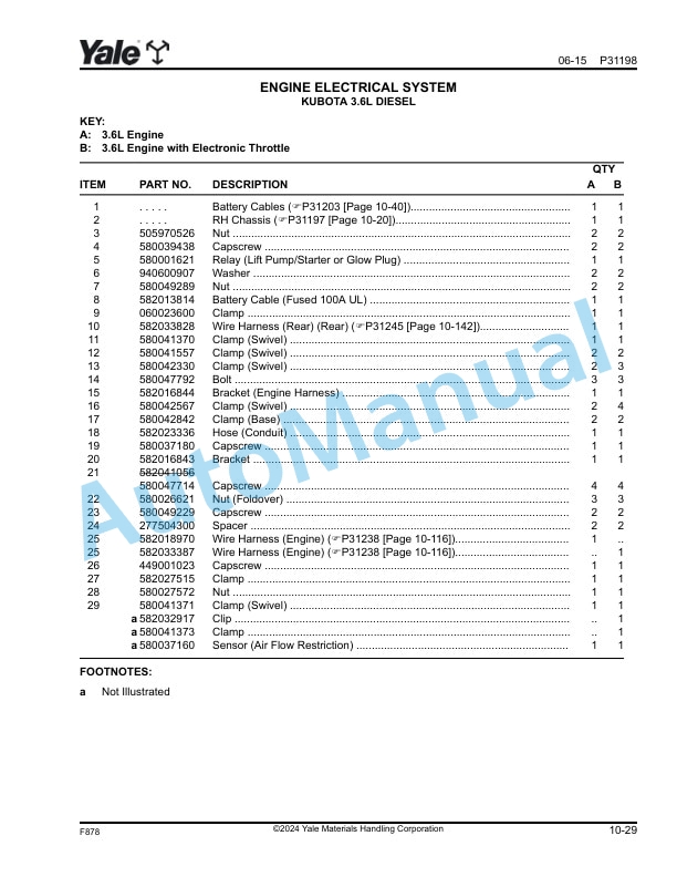 Yale F878 GP-GLP-GDP135-155VX Parts Manual 550131829 2 Yale F878 GP-GLP-GDP135-155VX Parts Manual 550131829 - Image 2