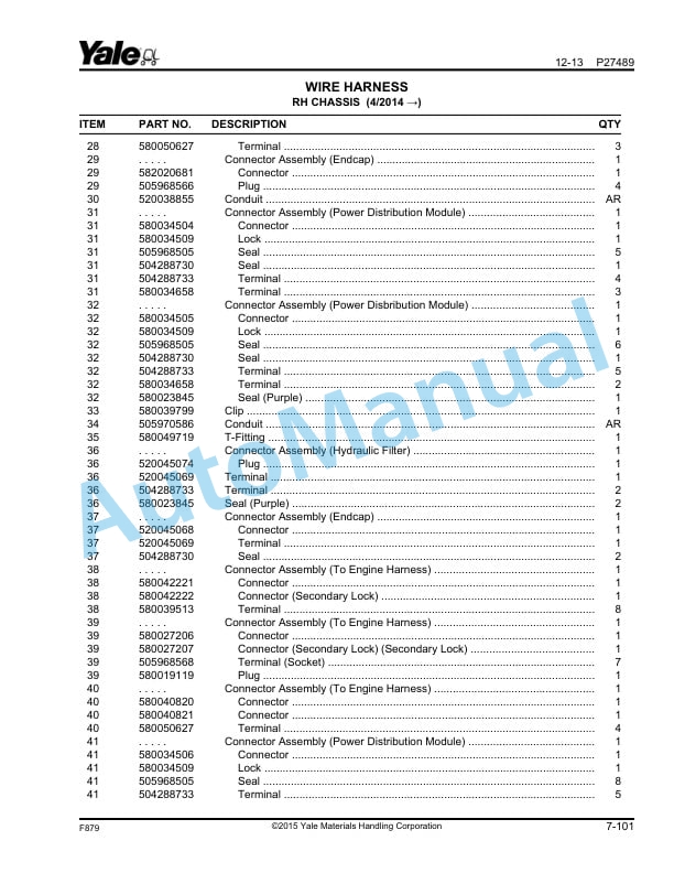 Yale F879 GC-GLC-GDC135VX-155VX Parts Manual 550068786 2 Yale F879 GC-GLC-GDC135VX-155VX Parts Manual 550068786 - Image 2