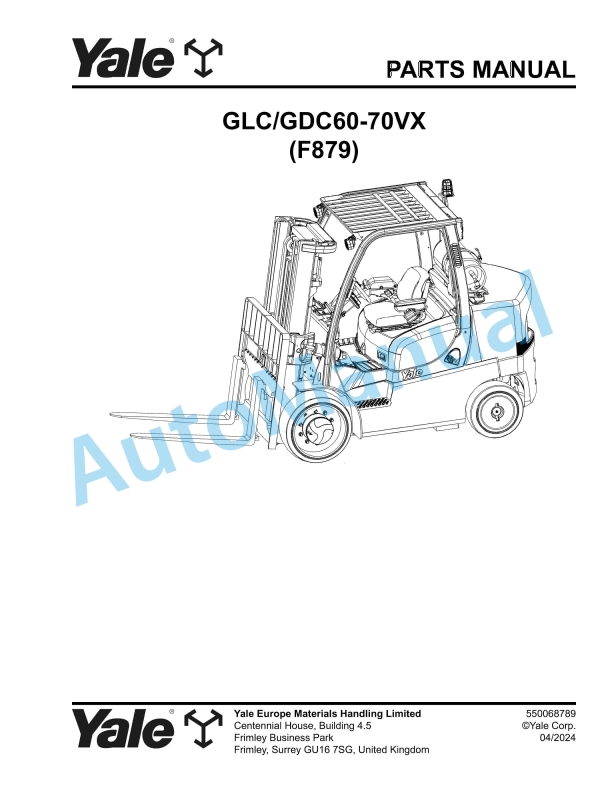Yale F879 GLC-GDC60-70VX Parts Manual 550068789 1 Yale F879 GLC-GDC60-70VX Parts Manual 550068789