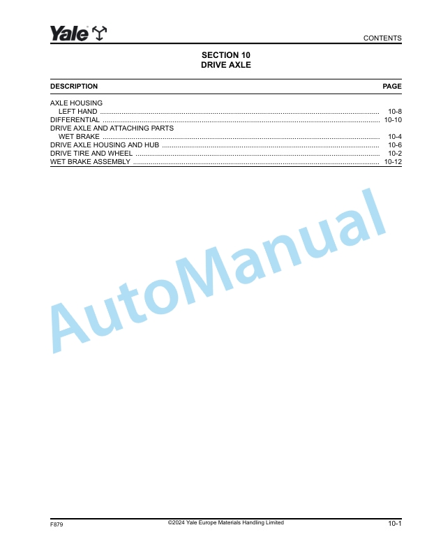 Yale F879 GLC-GDC60-70VX Parts Manual 550068789 3 Yale F879 GLC-GDC60-70VX Parts Manual 550068789 - Image 3