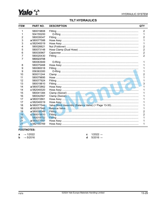 Yale F879 GLC-GDC60-70VX Parts Manual 550068789 4 Yale F879 GLC-GDC60-70VX Parts Manual 550068789 - Image 4