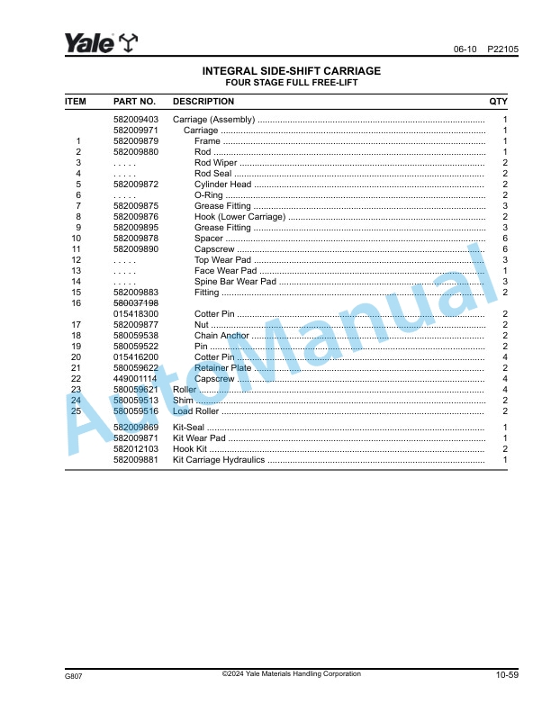Yale G807 ERP030VT, ERP035VT, ERP040VT Parts Manual 524308693 5 Yale G807 ERP030VT, ERP035VT, ERP040VT Parts Manual 524308693 - Image 5