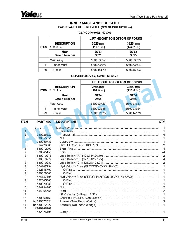 Yale G813 GLP-GDP40VX5, 40VX6, 45VX6, GLP-GDP45SVX5, 50VX, 55VX Parts Manual 524329171 5 Yale G813 GLP-GDP40VX5, 40VX6, 45VX6, GLP-GDP45SVX5, 50VX, 55VX Parts Manual 524329171 - Image 5