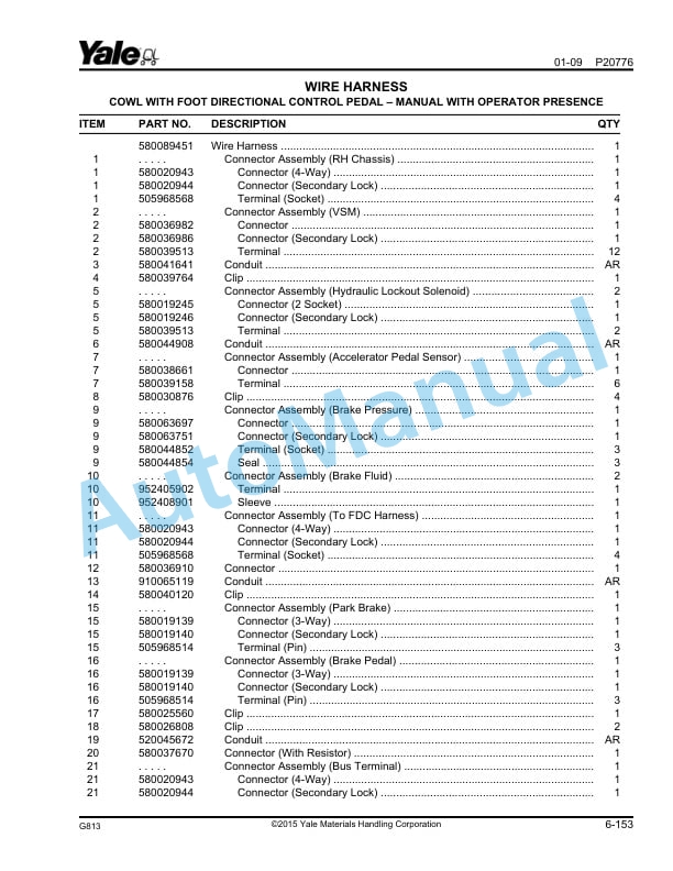 Yale G813 GP080-120VX, GLP080-120VX, GDP080-120VX Veracitor Parts Manual 524329168 2 Yale G813 GP080-120VX, GLP080-120VX, GDP080-120VX Veracitor Parts Manual 524329168 - Image 2