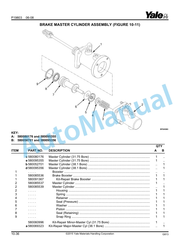Yale G813 GP080-120VX, GLP080-120VX, GDP080-120VX Veracitor Parts Manual 524329168 3 Yale G813 GP080-120VX, GLP080-120VX, GDP080-120VX Veracitor Parts Manual 524329168 - Image 3