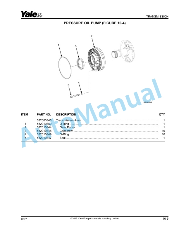 Yale G877 GDP130EC, GDP140EC, GDP160EC Parts Manual 550135572 3 Yale G877 GDP130EC, GDP140EC, GDP160EC Parts Manual 550135572 - Image 3