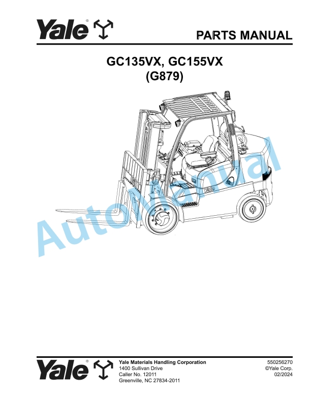 Yale G879 GC135VX, GC155VX Parts Manual 550256270 1 Yale G879 GC135VX, GC155VX Parts Manual 550256270