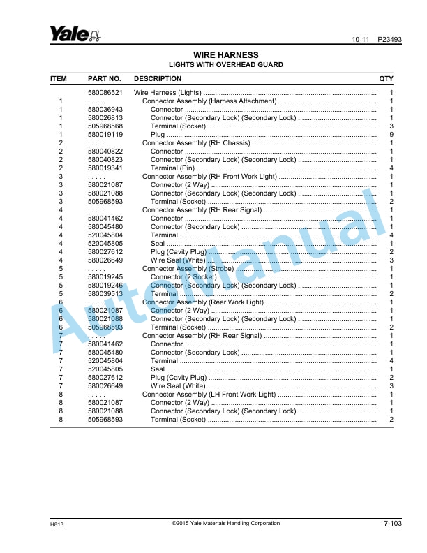 Yale H813 GP-GLP-GDP080, 090, 100, 110, 120VX Parts Manual 550048583 2 Yale H813 GP-GLP-GDP080, 090, 100, 110, 120VX Parts Manual 550048583 - Image 2