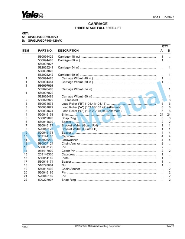 Yale H813 GP-GLP-GDP080, 090, 100, 110, 120VX Parts Manual 550048583 5 Yale H813 GP-GLP-GDP080, 090, 100, 110, 120VX Parts Manual 550048583 - Image 5