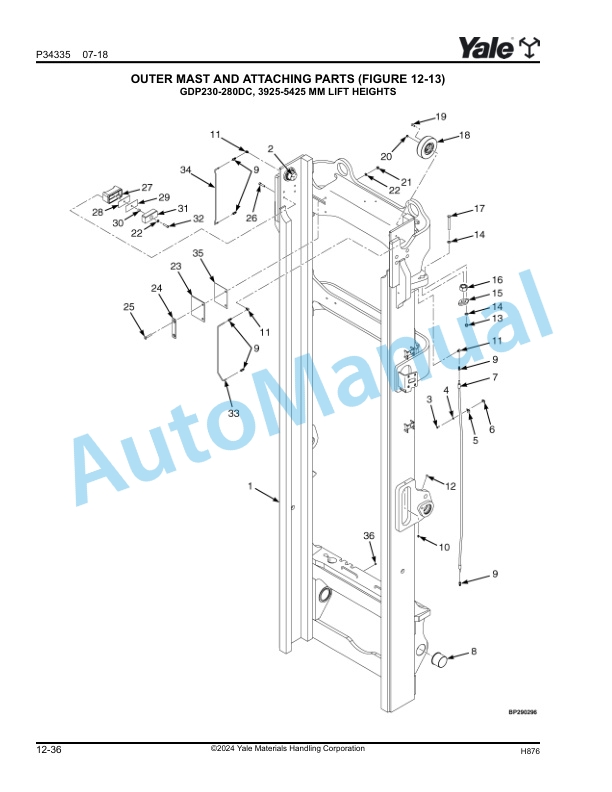 Yale H876 GDP190DC, GDP210DC, GDP230DC, GDP230DCS, GDP250DC, GD280DC Parts Manual 550197380 4 Yale H876 GDP190DC, GDP210DC, GDP230DC, GDP230DCS, GDP250DC, GD280DC Parts Manual 550197380 - Image 4