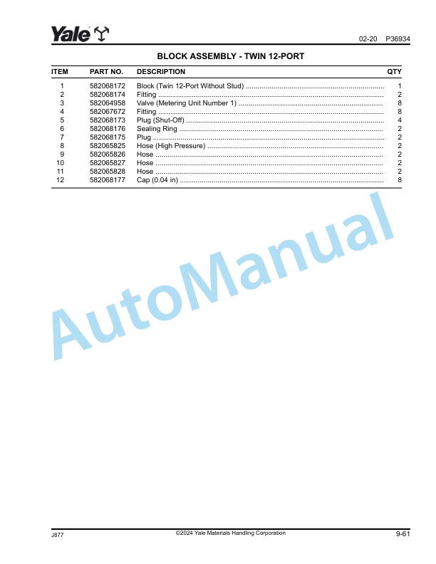 Yale J877 GDP300EF, GDP330EF, GDP360EF Parts Manual 550224590 4 Yale J877 GDP300EF, GDP330EF, GDP360EF Parts Manual 550224590 - Image 4