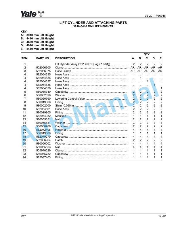 Yale J877 GDP300EF, GDP330EF, GDP360EF Parts Manual 550224590 5 Yale J877 GDP300EF, GDP330EF, GDP360EF Parts Manual 550224590 - Image 5