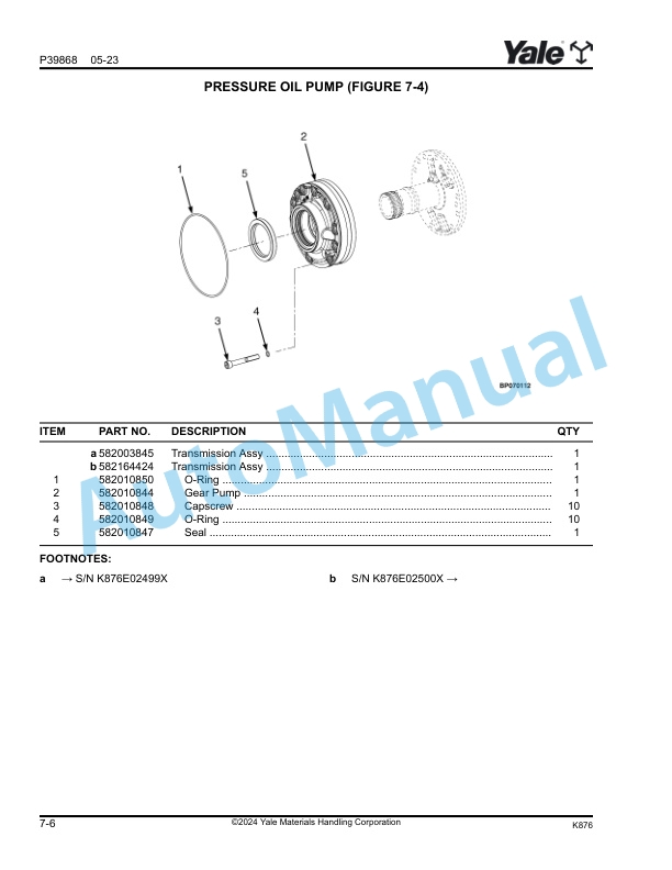 Yale K876 GDP360EFS48 to GDP190-280DF Parts Manual 550260878 2 Yale K876 GDP360EFS48 to GDP190-280DF Parts Manual 550260878 - Image 2