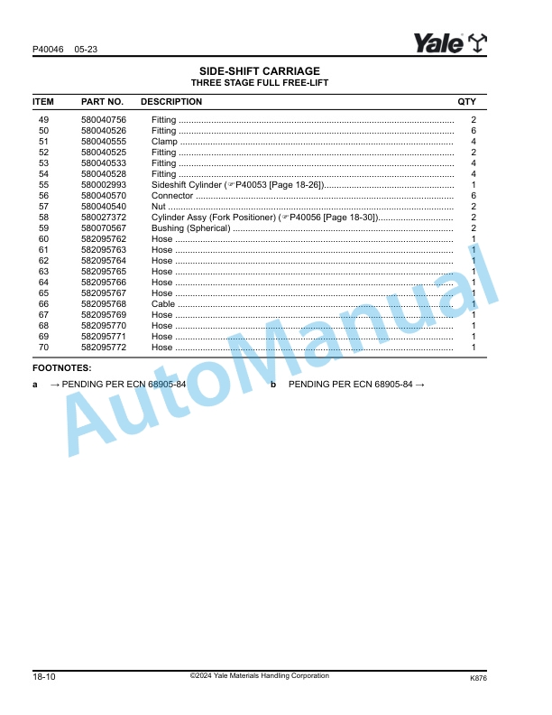Yale K876 GDP360EFS48 to GDP190-280DF Parts Manual 550260878 5 Yale K876 GDP360EFS48 to GDP190-280DF Parts Manual 550260878 - Image 5