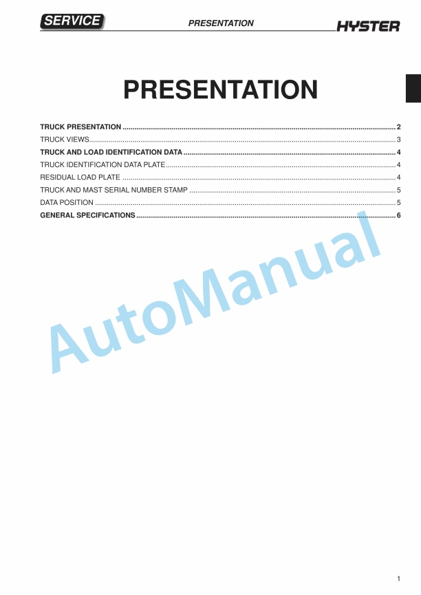 Hyster B460 (K1.0M, K1.0H, K1.0H WP) Service Manual