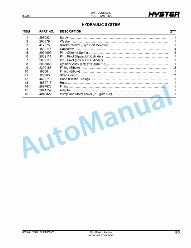 Hyster B60ZAC2 (E230) Parts Manual 4 Hyster B60ZAC2 (E230) Parts Manual - Image 4