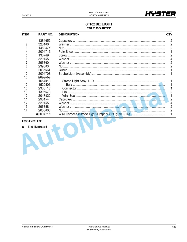 Hyster B80ZHD (A257), B60ZHD (A262) End Rider Parts Manual 4 Hyster B80ZHD (A257), B60ZHD (A262) End Rider Parts Manual - Image 4