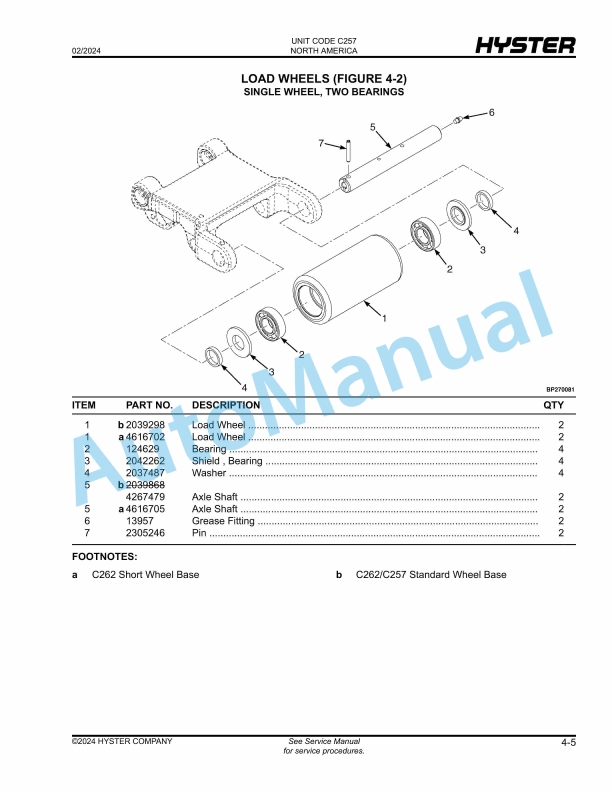 Hyster B80ZHD2 (C257), B60ZHD2 (C262) Parts Manual 3 Hyster B80ZHD2 (C257), B60ZHD2 (C262) Parts Manual - Image 3