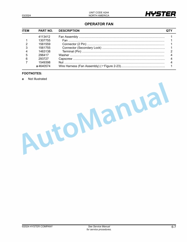 Hyster BE80ZHD, BE100ZHD (A244) Parts Manual 5 Hyster BE80ZHD, BE100ZHD (A244) Parts Manual - Image 5