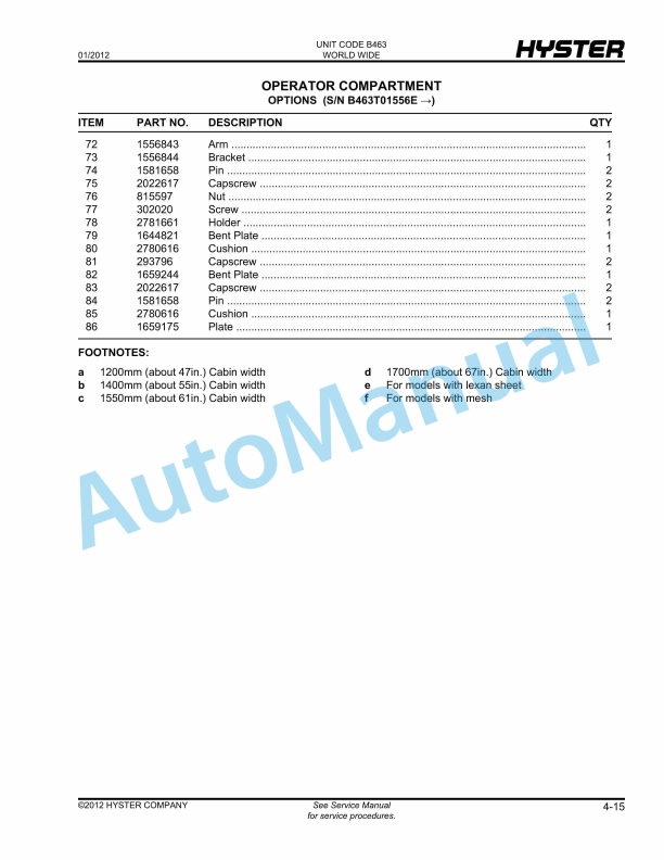 Hyster C1.0-C1.3-C1.3 LWB (B463) Parts Manual 2 Hyster C1.0-C1.3-C1.3 LWB (B463) Parts Manual - Image 2