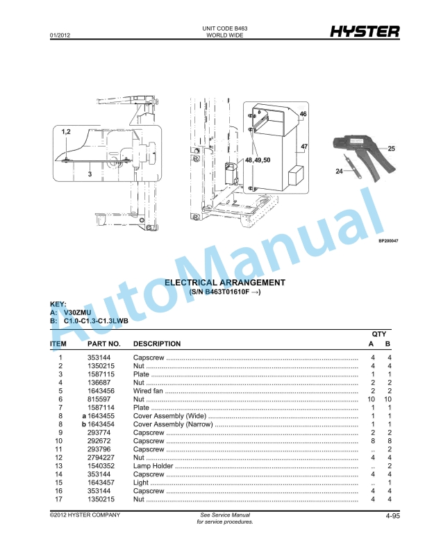 Hyster C1.0-C1.3-C1.3 LWB (B463) Parts Manual 4 Hyster C1.0-C1.3-C1.3 LWB (B463) Parts Manual - Image 4