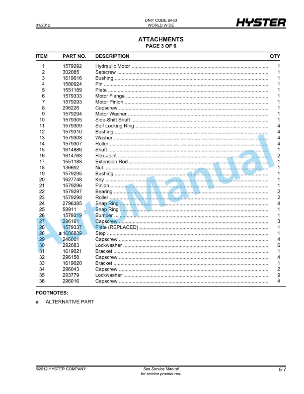 Hyster C1.0-C1.3-C1.3 LWB (B463) Parts Manual 5 Hyster C1.0-C1.3-C1.3 LWB (B463) Parts Manual - Image 5