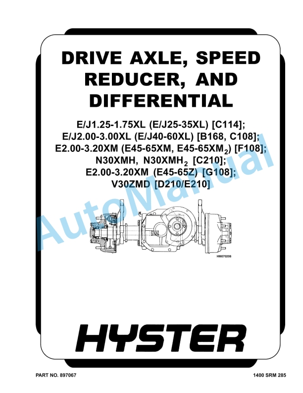 Hyster E-J1.25-1.75XL to V30ZMD Maintenance And Repair 1 Hyster E-J1.25-1.75XL to V30ZMD Maintenance And Repair
