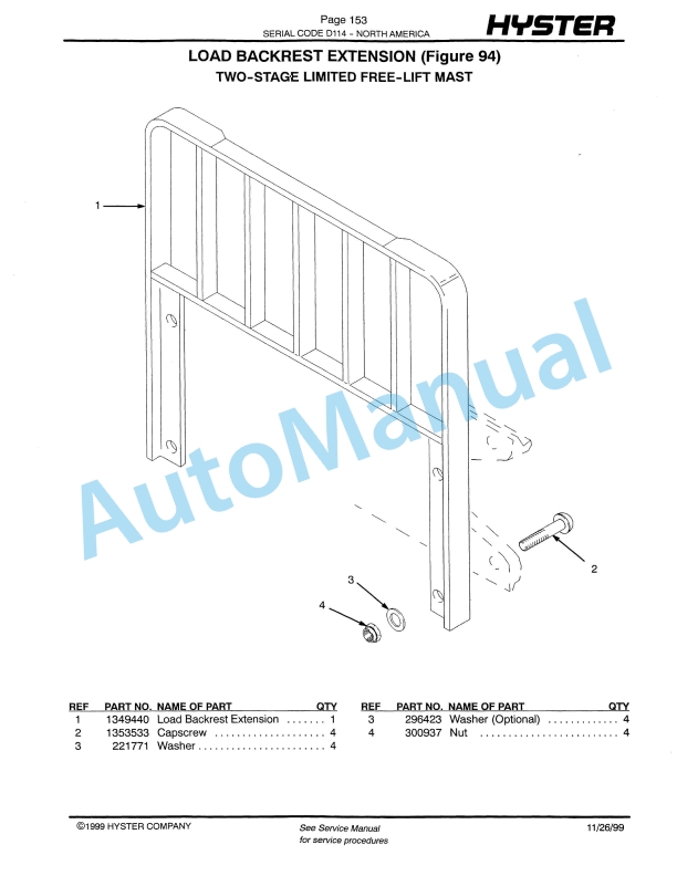 Hyster E25-30-35XM, E40XMS (D114) Electric Parts Manual 3 Hyster E25-30-35XM, E40XMS (D114) Electric Parts Manual-3