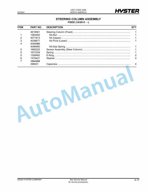 Hyster E30XN, E35XN, E40XN (A269) Parts Manual 2 Hyster E30XN, E35XN, E40XN (A269) Parts Manual - Image 2