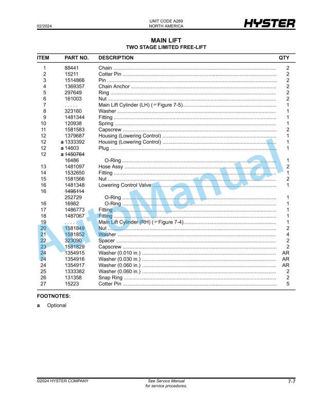 Hyster E30XN, E35XN, E40XN (A269) Parts Manual 3 Hyster E30XN, E35XN, E40XN (A269) Parts Manual - Image 3