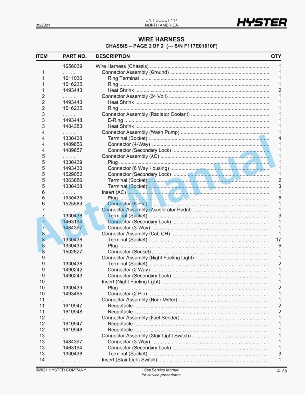 Hyster H1050HD-CH, H1150HD-CH (F117) Challenger Parts Manual 2 Hyster H1050HD-CH, H1150HD-CH (F117) Challenger Parts Manual - Image 2