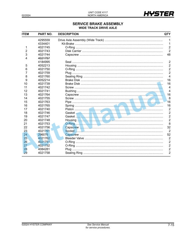 Hyster H1050XD-CH, H1150XD-CH (K117) Parts Manual 3 Hyster H1050XD-CH, H1150XD-CH (K117) Parts Manual - Image 3