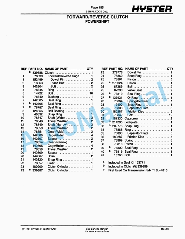 Hyster H150H, H165H, H180H, H200HS, H200H, H225H, H250H, H275H, P150B, P200B (C007) Challenger Parts Manual 2 Hyster H150H, H165H, H180H, H200HS, H200H, H225H, H250H, H275H, P150B, P200B (C007) Challenger Parts Manual-2