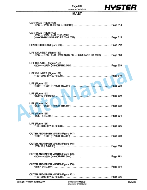 Hyster H150H, H165H, H180H, H200HS, H200H, H225H, H250H, H275H, P150B, P200B (C007) Challenger Parts Manual 4 Hyster H150H, H165H, H180H, H200HS, H200H, H225H, H250H, H275H, P150B, P200B (C007) Challenger Parts Manual-4