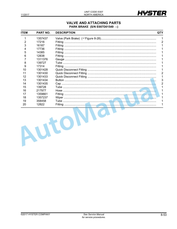 Hyster H165-280XL (E007) Challenger Parts Manual 3 Hyster H165-280XL (E007) Challenger Parts Manual - Image 3