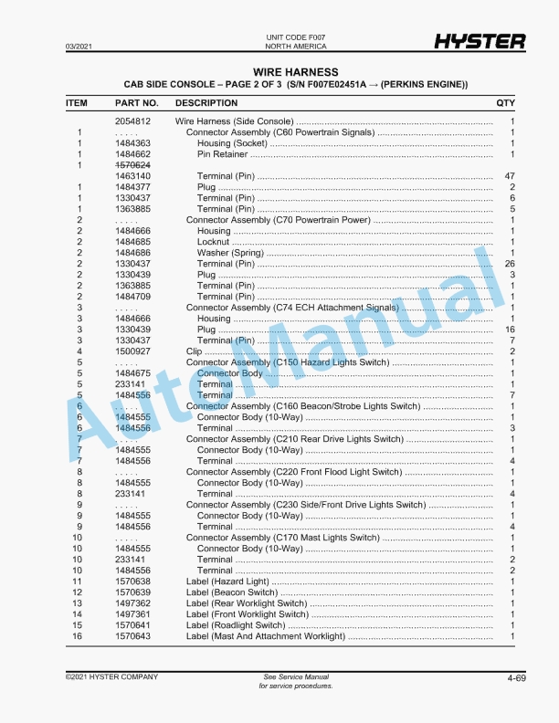 Hyster H170-280HD (F007) Challenger Parts Manual 2 Hyster H170-280HD (F007) Challenger Parts Manual - Image 2