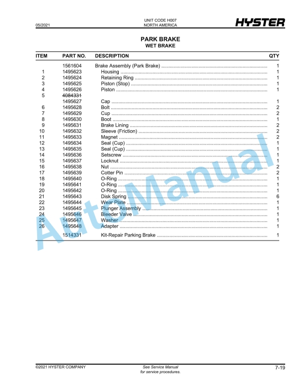 Hyster H170HD, H190HD, H210HD, H230HD, H250HD, H280HD (H007) Parts Manual 3 Hyster H170HD, H190HD, H210HD, H230HD, H250HD, H280HD (H007) Parts Manual - Image 3