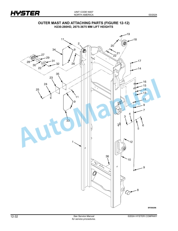 Hyster H190HD2, H210HD2, H230HD2, H230HDS2, H250HD2, H280HD2 (N007) Parts Manual 4 Hyster H190HD2, H210HD2, H230HD2, H230HDS2, H250HD2, H280HD2 (N007) Parts Manual - Image 4