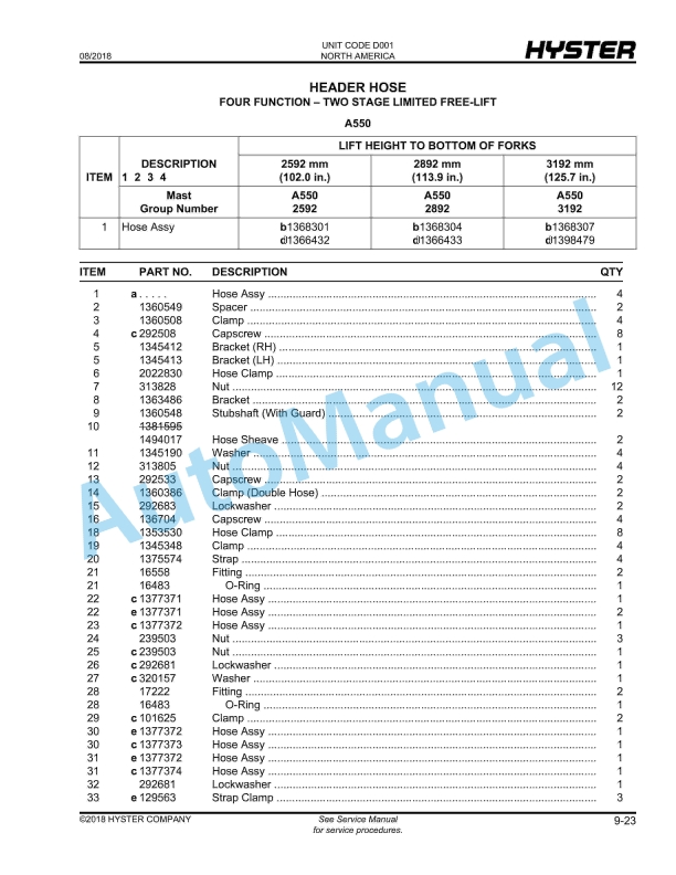 Hyster H25-40XM, H40XMS (D001) Challenger Parts Manual 4 Hyster H25-40XM, H40XMS (D001) Challenger Parts Manual - Image 4