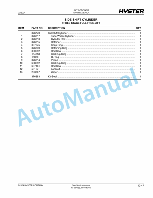 Hyster H300XD, H330XD, H360XD, H150XD-EC4, H210XD48, H230XD48, H250XD48 (N019) Parts Manual 5 Hyster H300XD, H330XD, H360XD, H150XD-EC4, H210XD48, H230XD48, H250XD48 (N019) Parts Manual - Image 5