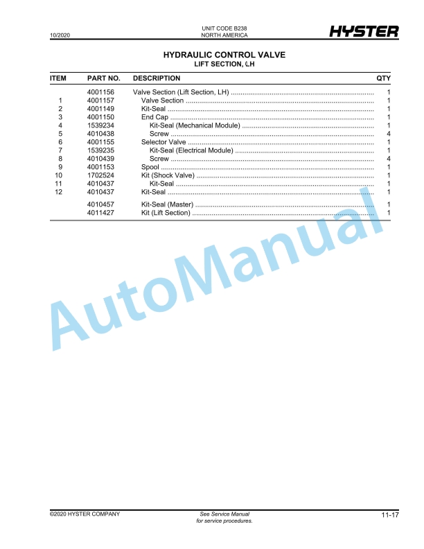 Hyster H360-36HD, H360-48HD (B238) Parts Manual 4 Hyster H360-36HD, H360-48HD (B238) Parts Manual - Image 4