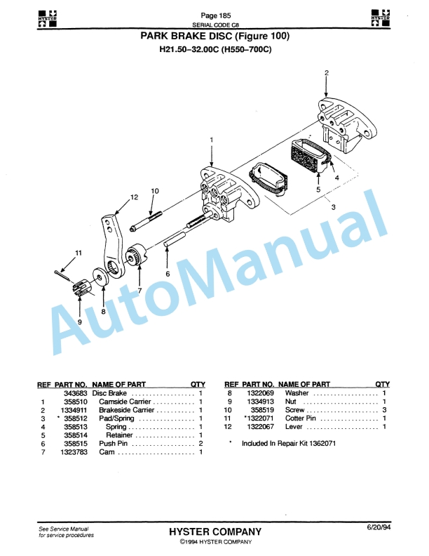 Hyster H360-370-400-420-460-470-510-520-550-580-620-650-700C (C8) Challenger Parts Manual 2 Hyster H360-370-400-420-460-470-510-520-550-580-620-650-700C (C8) Challenger Parts Manual-2