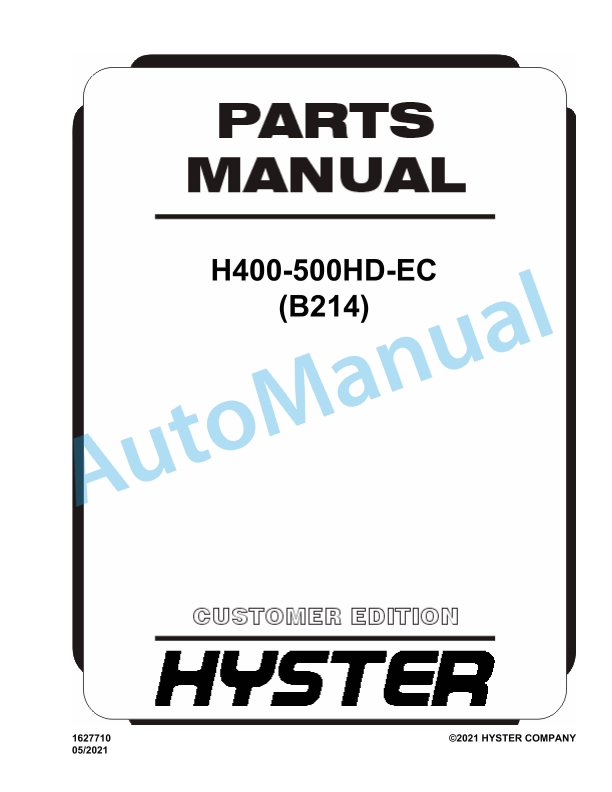 Hyster H400-500HD-EC (B214) Parts Manual 1 Hyster H400-500HD-EC (B214) Parts Manual