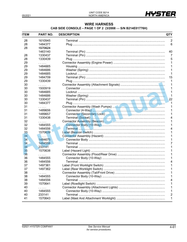 Hyster H400-500HD-EC (B214) Parts Manual 2 Hyster H400-500HD-EC (B214) Parts Manual - Image 2