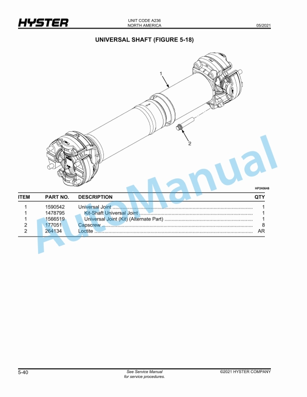 Hyster H400HD, H400HDS, H450HD, H450HDS (A236) Parts Manual 3 Hyster H400HD, H400HDS, H450HD, H450HDS (A236) Parts Manual - Image 3