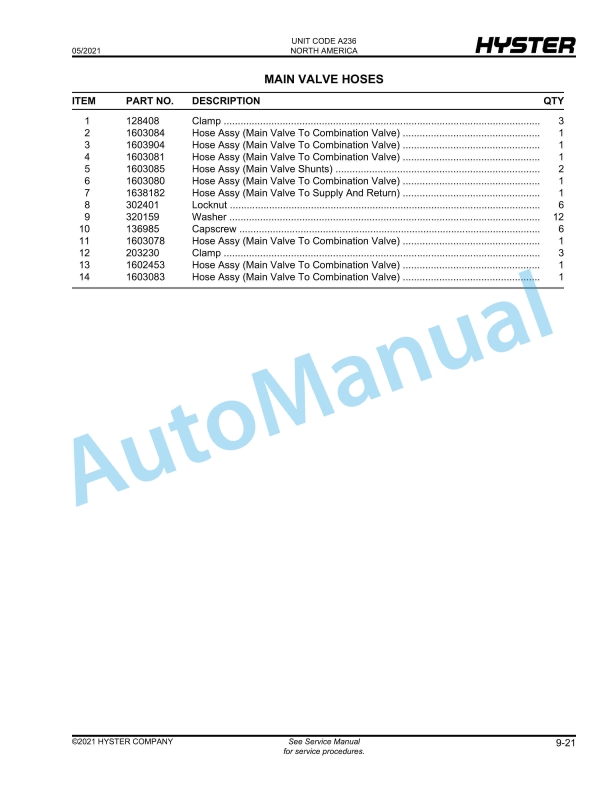 Hyster H400HD, H400HDS, H450HD, H450HDS (A236) Parts Manual 5 Hyster H400HD, H400HDS, H450HD, H450HDS (A236) Parts Manual - Image 5