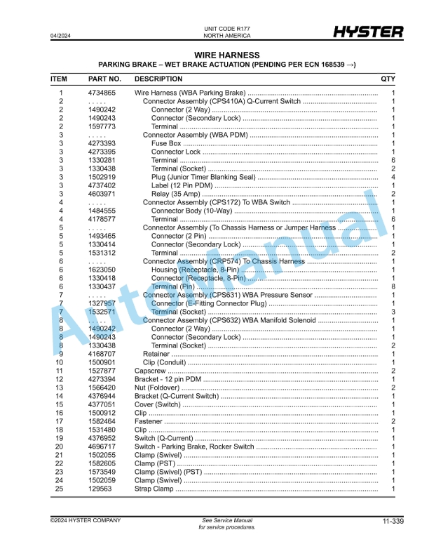 Hyster H40A, H50A, H60A, H70A (R177) Parts Manual 2 Hyster H40A, H50A, H60A, H70A (R177) Parts Manual - Image 2