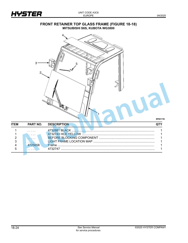 Hyster H4.0UT, H4.5UT, H5.0UT, H5.0UTS6 (A3C6) Parts Manual 5 Hyster H4.0UT, H4.5UT, H5.0UT, H5.0UTS6 (A3C6) Parts Manual - Image 5